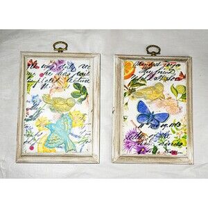 Shabby Chic Decoupage Decorative Panels White Decor Birds Natural Victorian